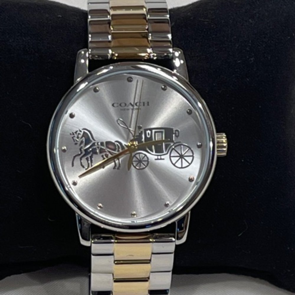 COACH SOLD! Coach Grand Women's Two Tone Horse & Buggy Design Watch 36mm - Picture 3 of 7